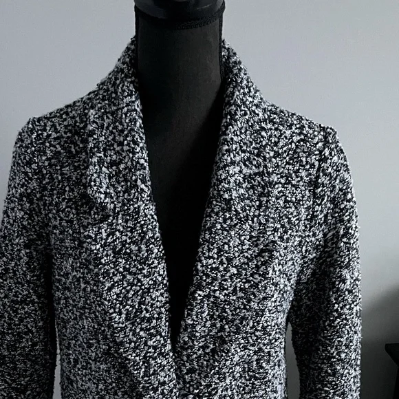 Black and White Boucle Tweed Coat - Picture 2 of 6